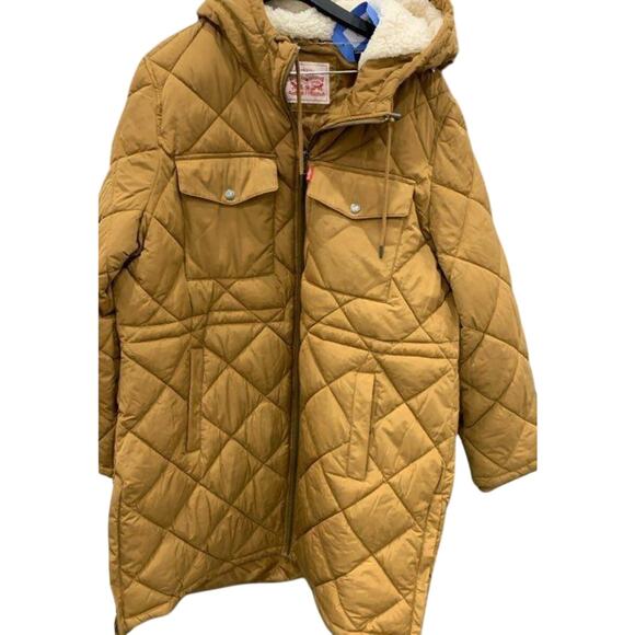Levi’s Women's soft Sherpa lined Diamond quilted long parka coat XXL - Picture 1 of 7